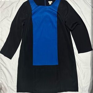 J. Crew Black and Blue Long Sleeve Dress
